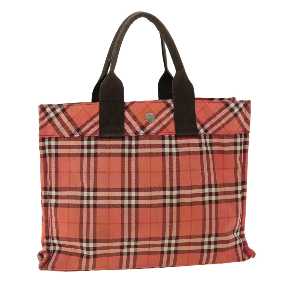 Burberry Nova Check Tote Bag Nylon Red Auth Ti885